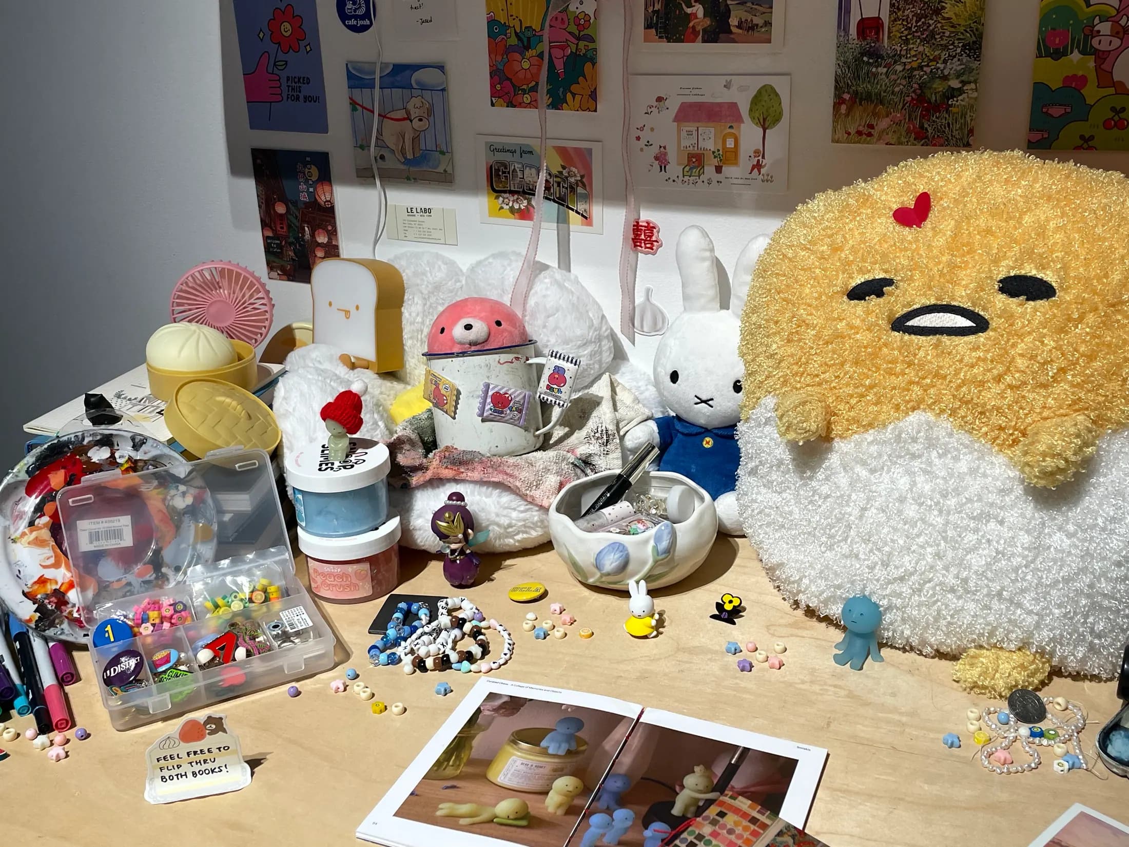 Curated Chaos installation detail with plush objects and ephemera.
