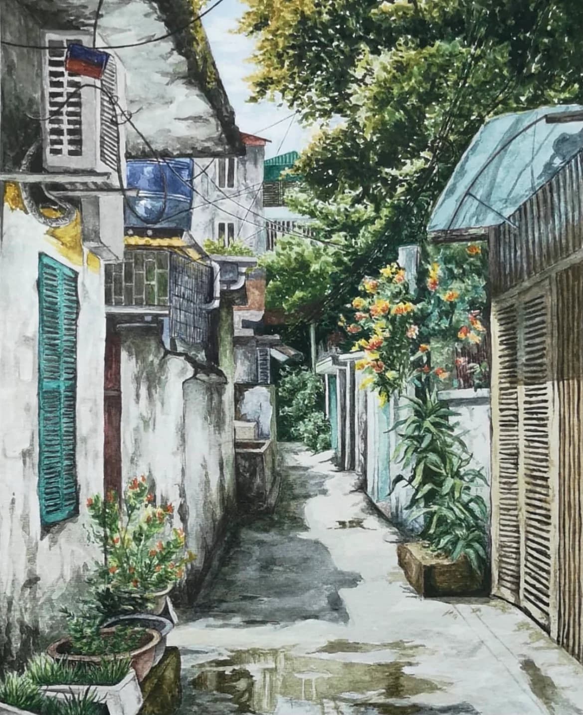 Watercolor fine art study by Amie Xu.