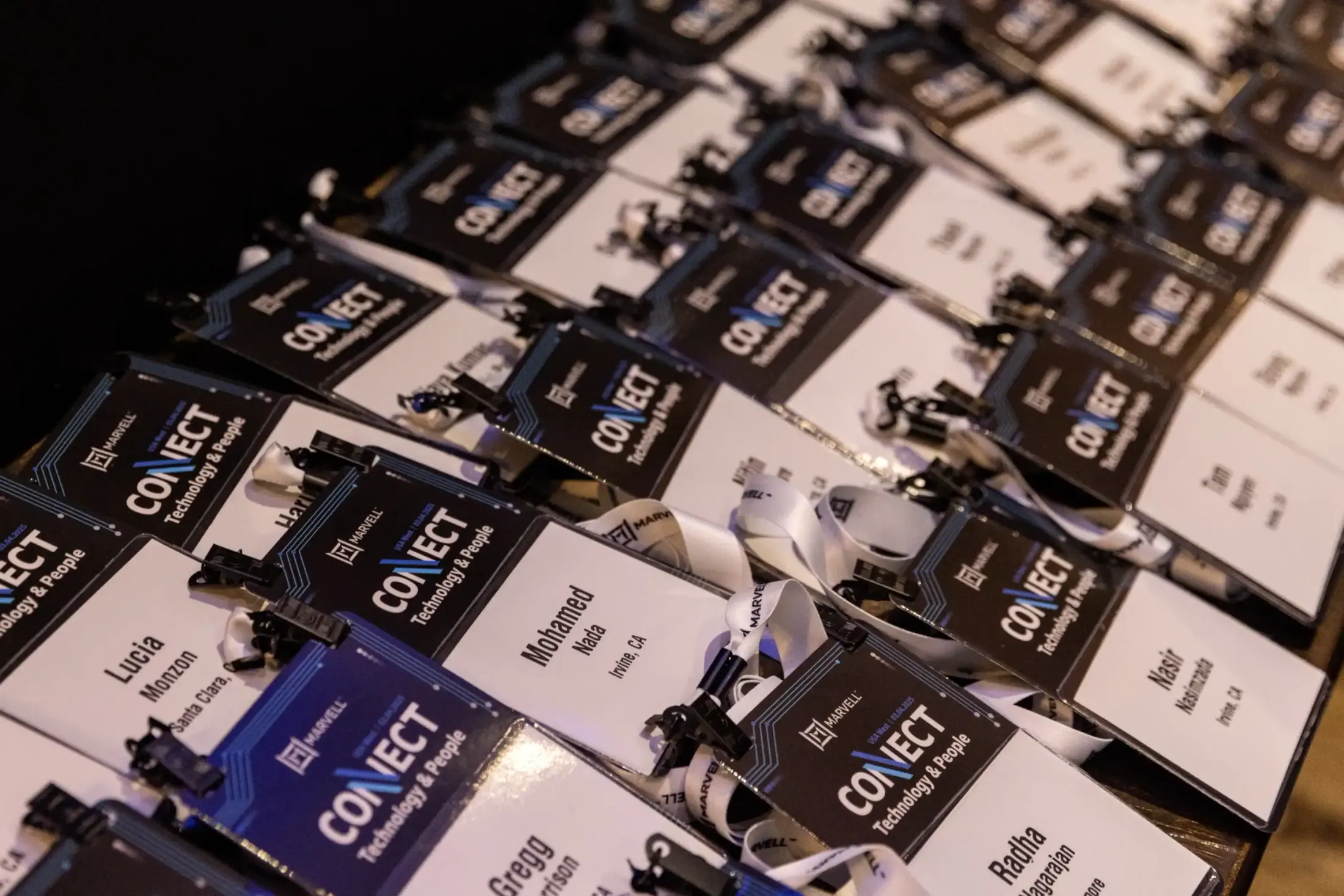 Marvell CONNECT badges and lanyards.