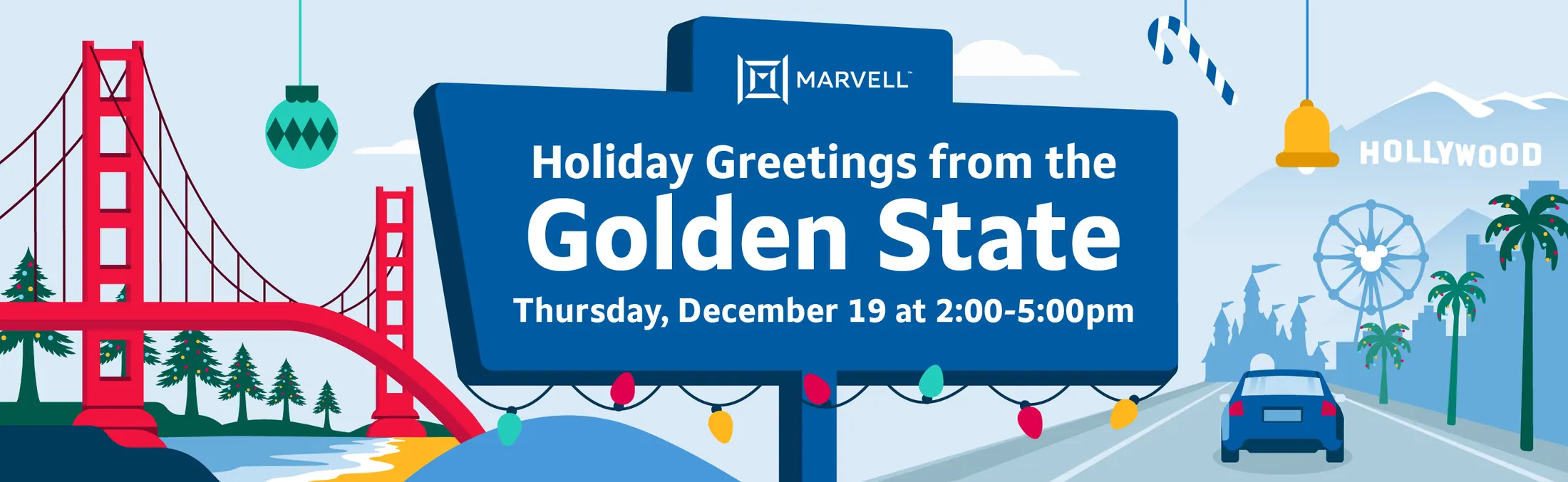 Holiday party email banner design.