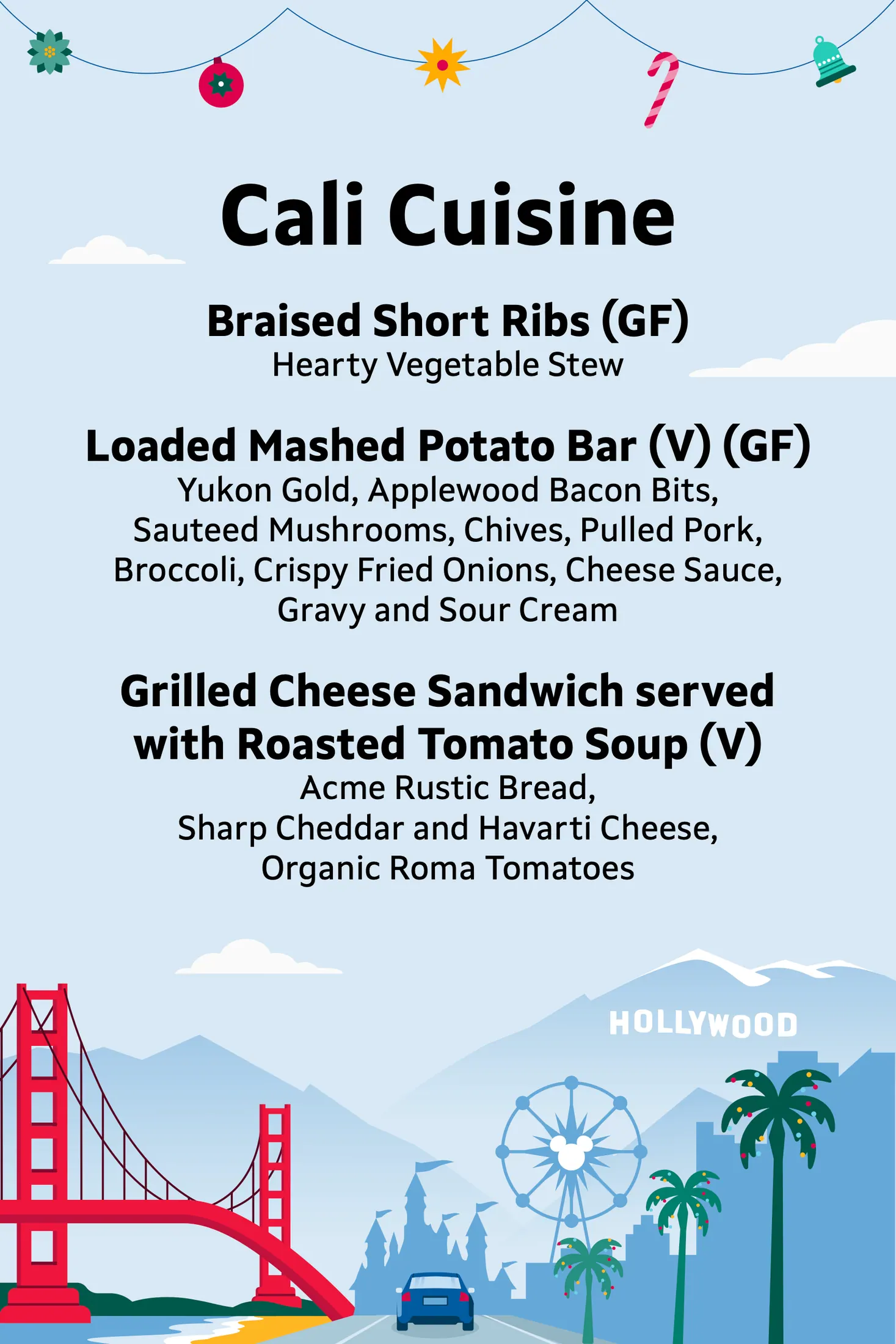 Holiday party menu design one.