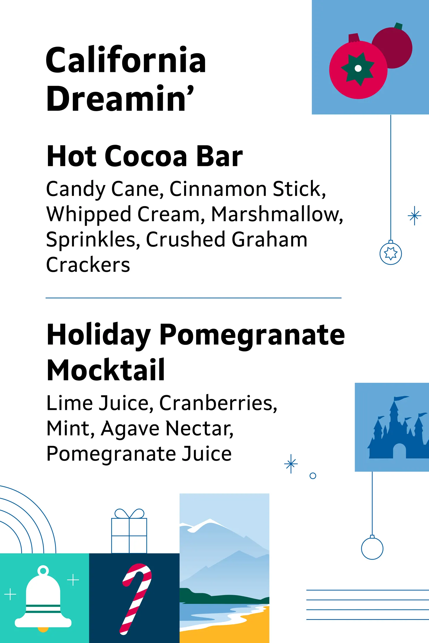 Holiday party menu design two.