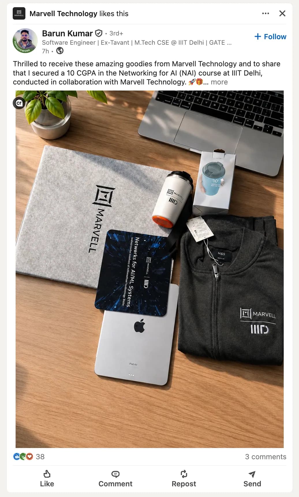 LinkedIn screenshot showing Marvell new hire kit 4.