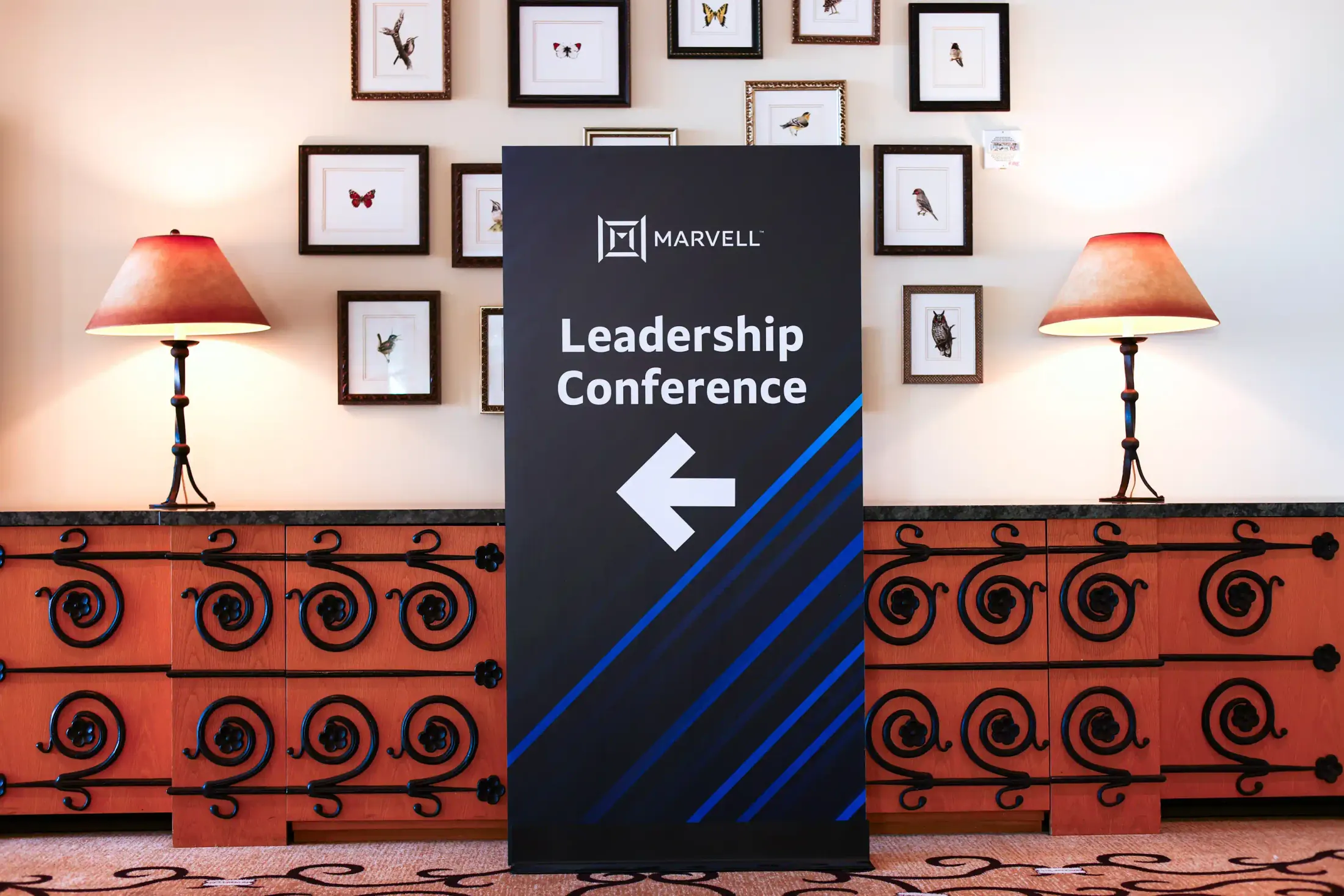 Directional signage for the Marvell Leadership Conference.