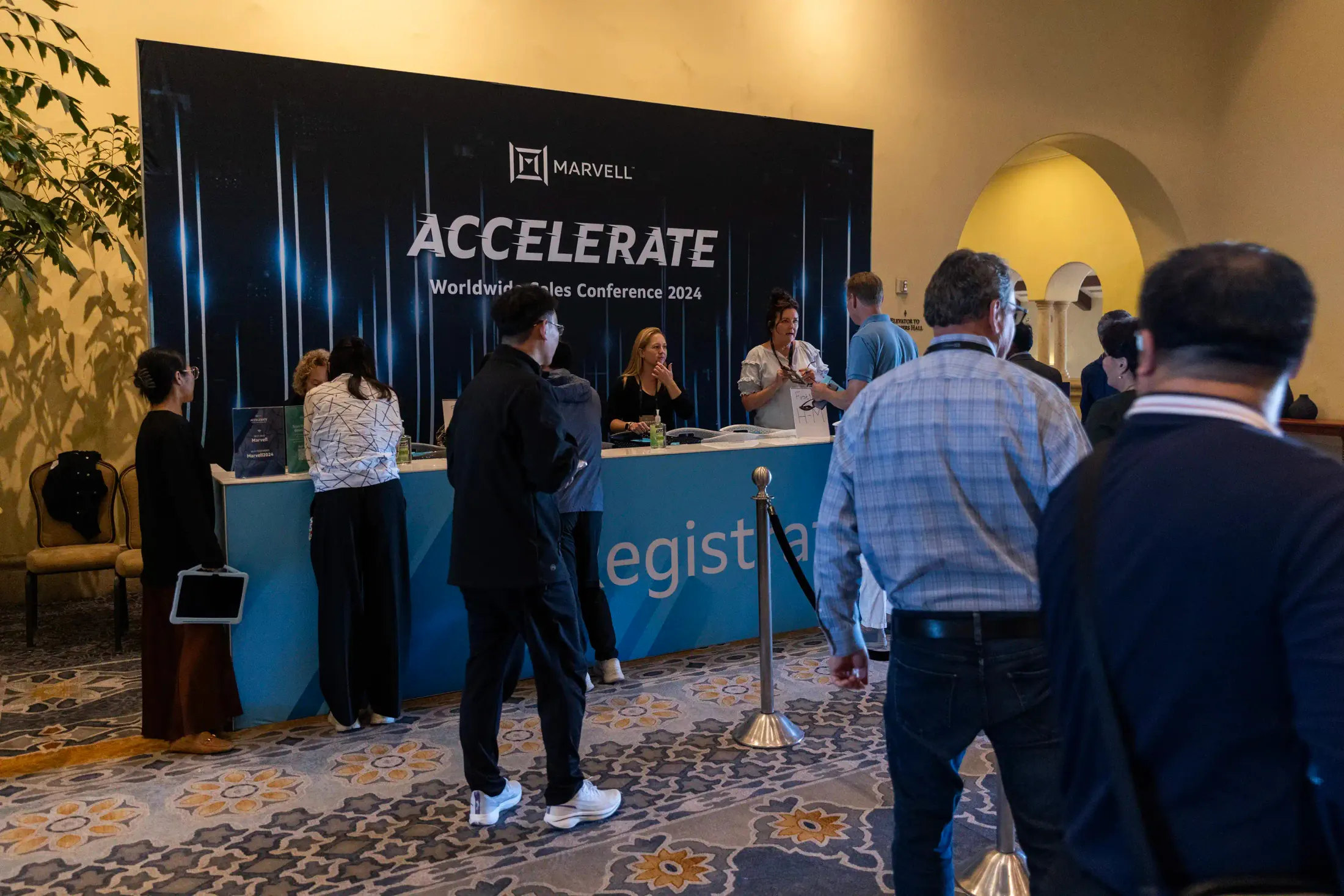 Registration desk for Sales Conference.