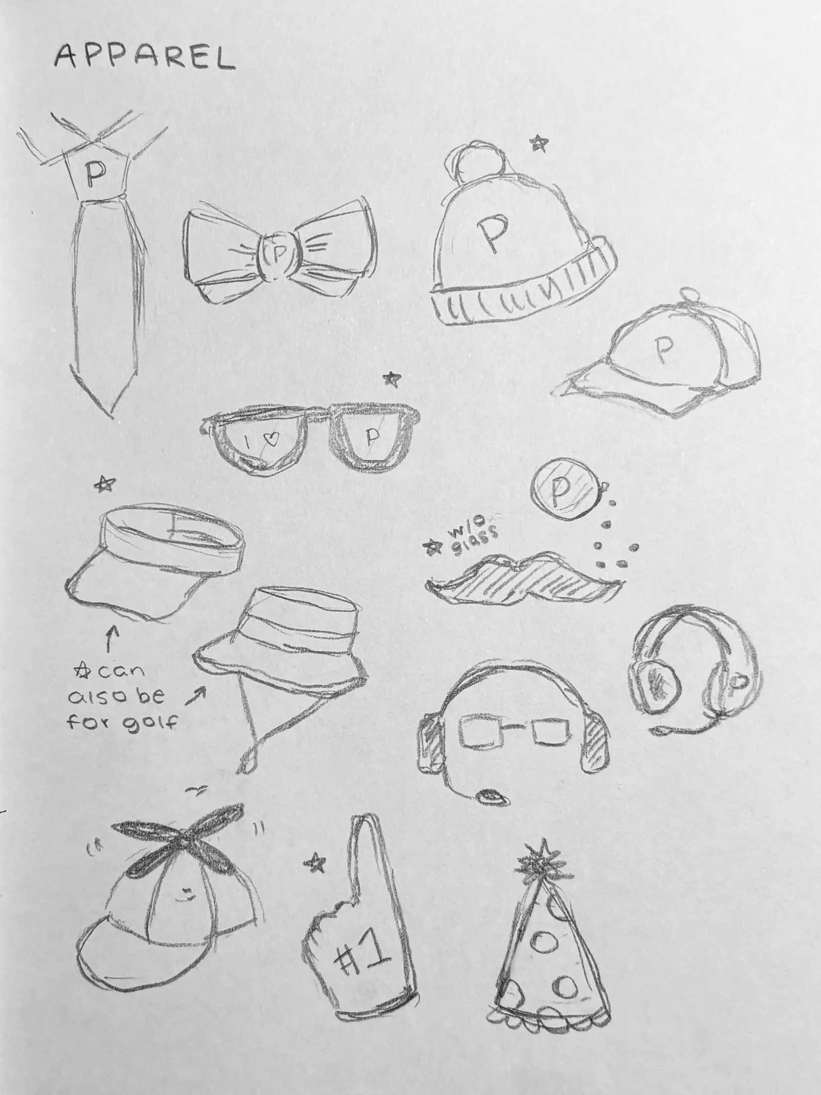 Apparel concept sketches for Protiviti Instagram GIF stickers.