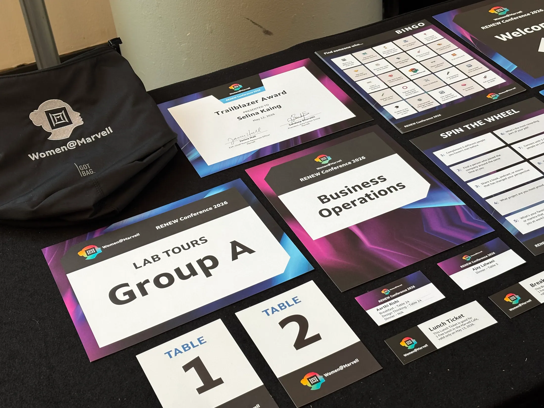Printed collateral for the Women@Marvell RENEW Conference.